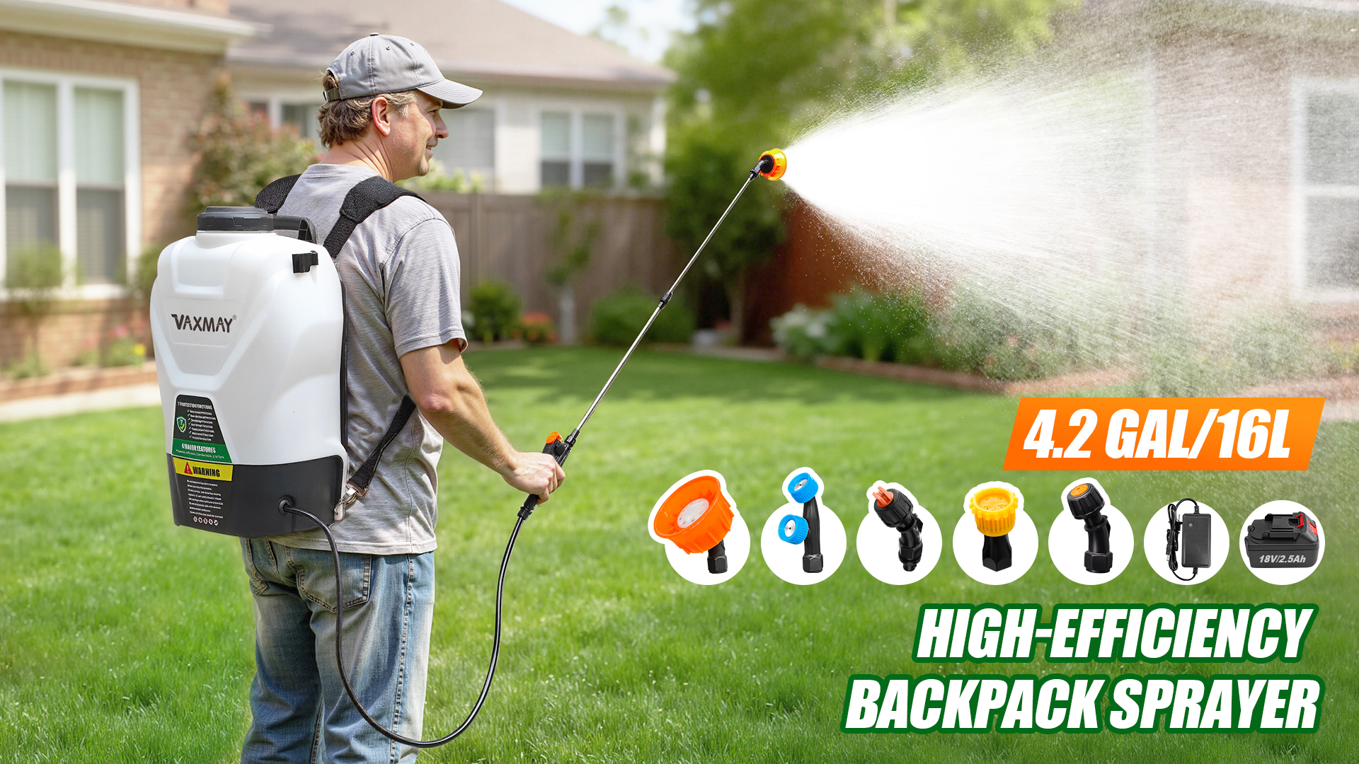 Amazon.com : VAXMAY Backpack Sprayer 4.2 Gallon Battery Powered